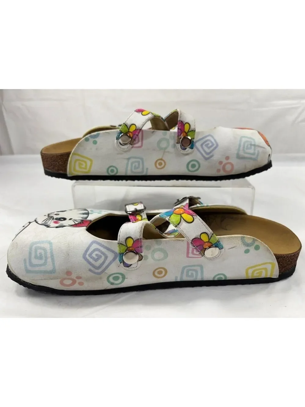Calceo Handmade cat PATTERNED CLOGS Mules Size 9.5